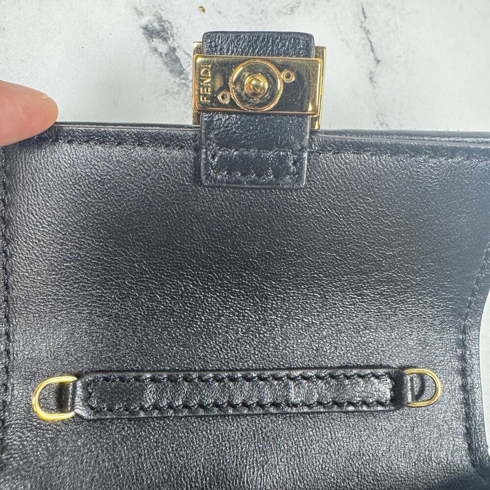 Fendi Zucca Shearling Baguette Charm Nano FF 2022 Crossbody Mini Bag Gold Chain - Picture 12 of 14